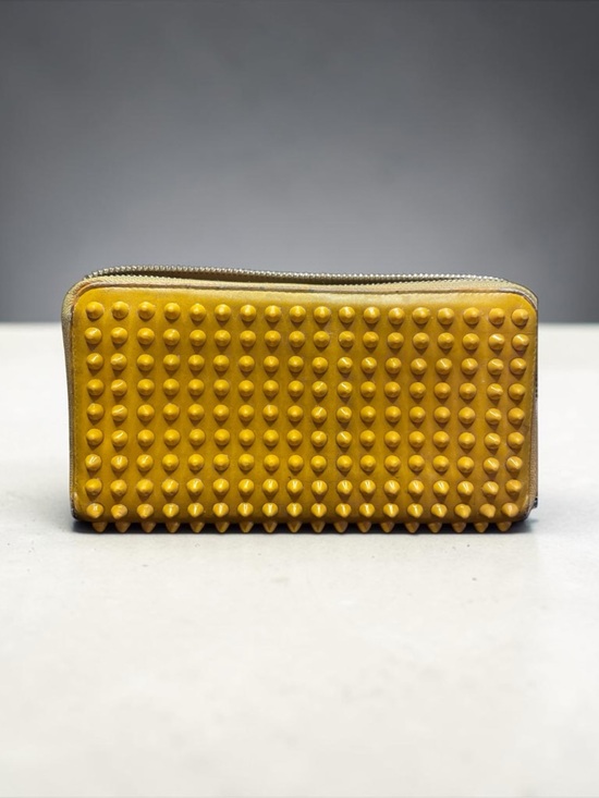 Christian Louboutin Handbags - Authentic Christian Louboutin Yellow Spiked Panettone Zip-Around Wallet with COA